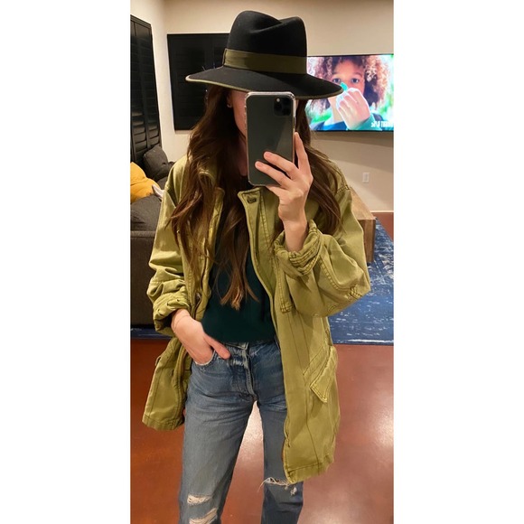 rag & bone Accessories - RAG & BONE Zoe Fedora Wool Black Olive Trim